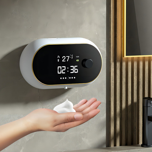 Sensor dispensador de jabón automático montado en la pared de color blanco