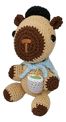 Carpincho + Mate + Bandera + Boina Peluche 15 Cm Karmin Marrón Claro
