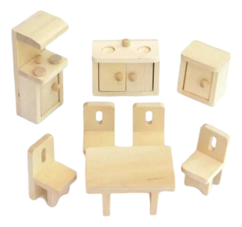 Muebles De Cocina En Madera Para Casa De Muñecas, Mini