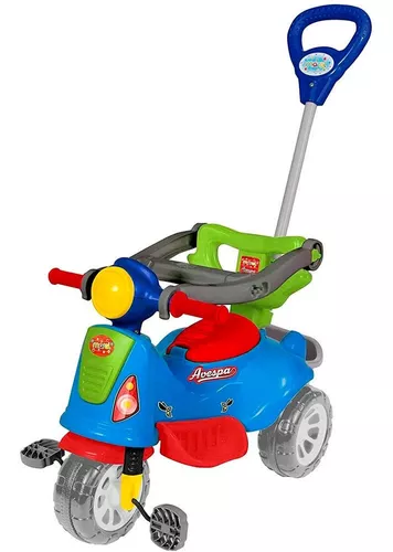 Triciclo Infantil Retrô Avespa Com Empurrador Colorido