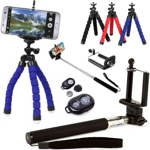 Kit Vlog Vídeos Mini Tripe Pau De Selfie + Controle Celular