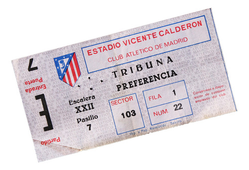 ¬¬ Entrada Estadio Atlético De Madrid Vicente Calderón Zp