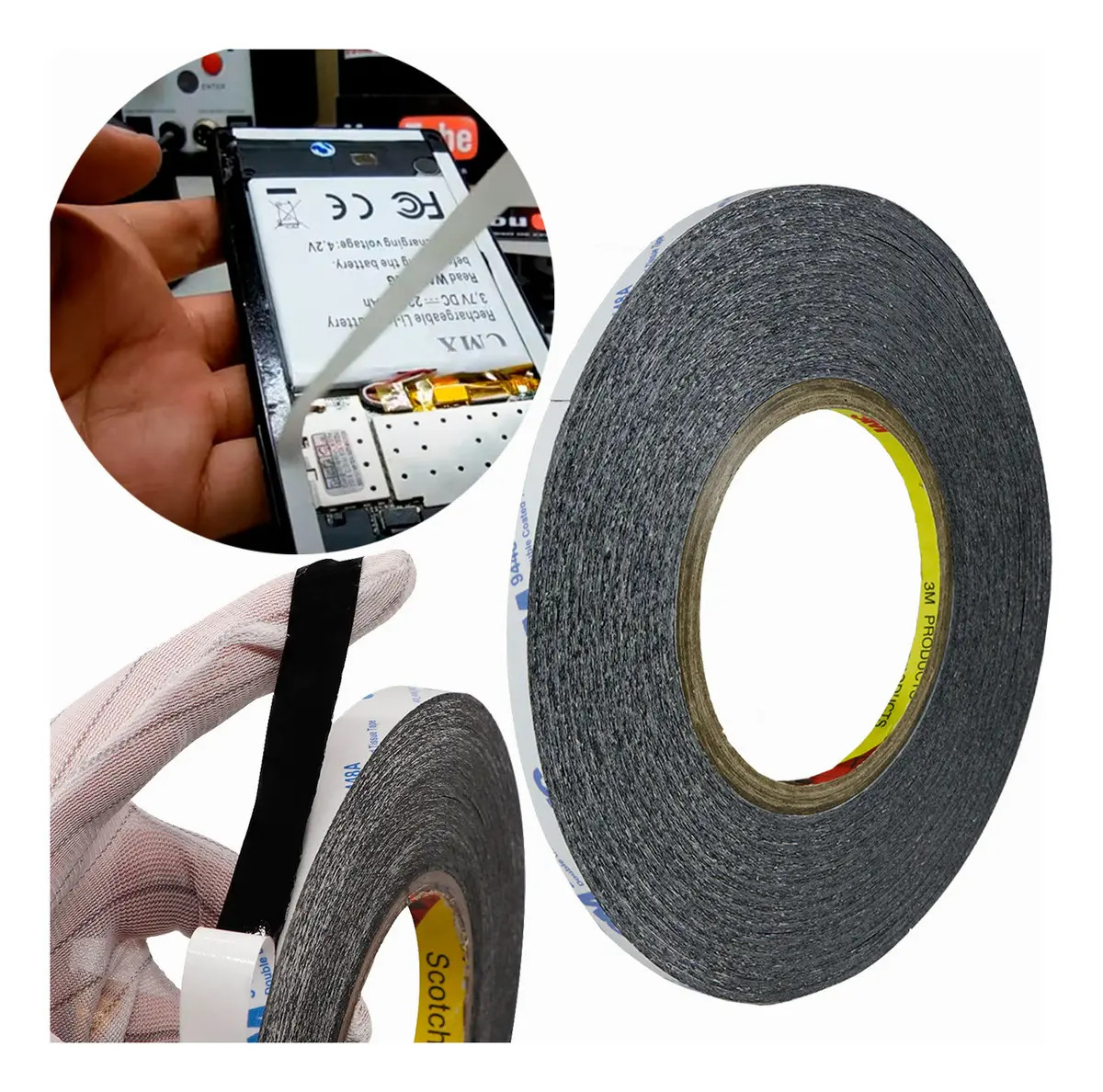 Fita dupla face Slim Company de 5 mm* 50 m para reparo por toque, telefones celulares e tablets, cor preta