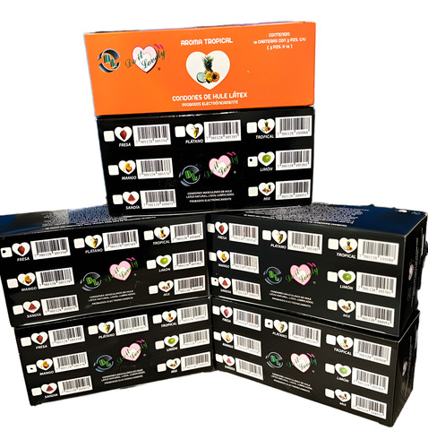 Condones De Hule Latex De Sabor Y Aroma Limon Caja/36 Pzs