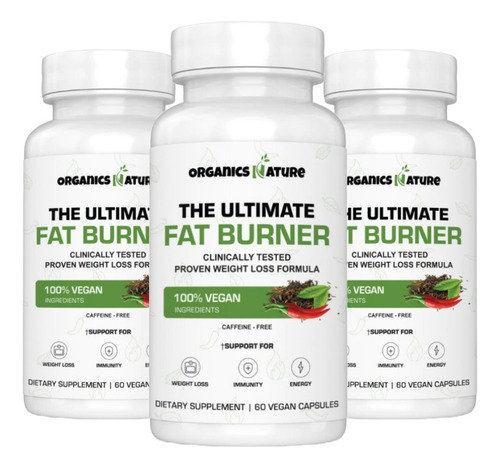 Pack X3 Ultimate Fat Burner Pastillas Quema De Grasa Sin Sabor