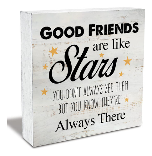 Cartel Rustico Madera Amistad Good Friends Are Like Stars 5