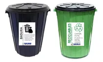 Comprar Set X2 Cestos De Residuos 70lt Reciclaje Negro Verde