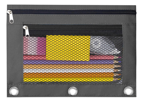 Estuche Para Lápices Con 3 Anillos, Con Cremallera, Estuche