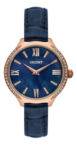 Oferta Relógio Orient Feminino Original Frsc0035 D3dx Cor Da Correia Azul Cor Do Bisel Rose Cor Do Fundo Madrepérola Azul