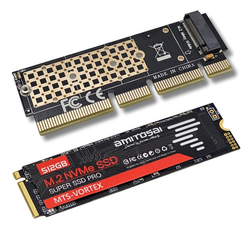 Disco Ssd 512gb Nvme Amitosai Mts-vortex+ Placa Pcie4816nvme Color Negro