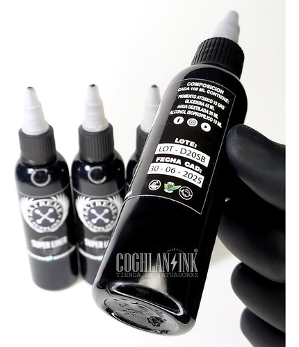Imagen 3 de 3 de Tinta Tattoo Extreme Super Liner Black X 2oz Tatuajes Tatuar