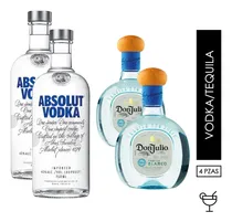 Comprar Pack 2 Absolut Vodka Azul 750ml+2 Don Julio Blanco 700ml