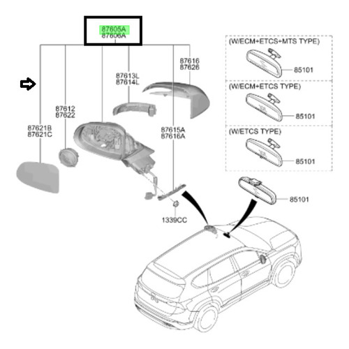 Espejos Lateral Izq Original Hyundai Tucson 1.6 2021 2024