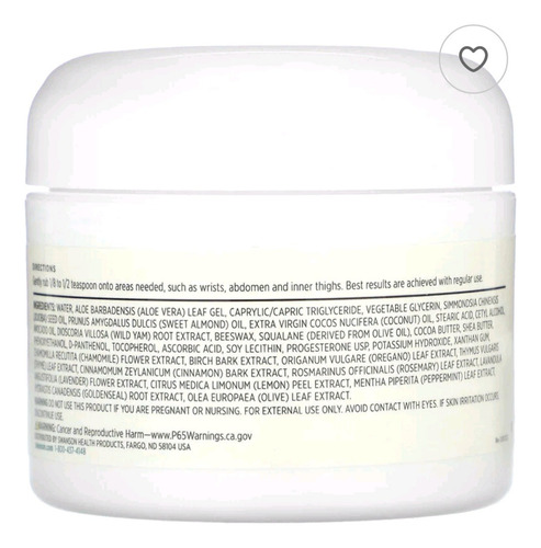 Crema De Ñame Silvestre Con Progesterona Menopausia 60 Ml