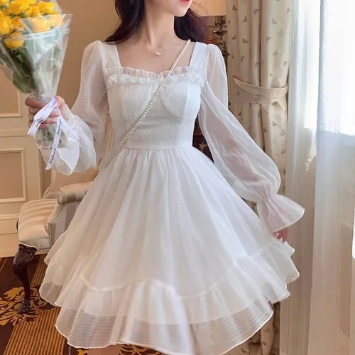 Vestido Vintage Kawaii De Una Pieza Vestido Coreano De Una