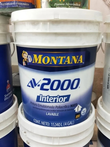 Pinturas Montana Av-2000 Interior Mate Blanco Cuñete (4 Gal)