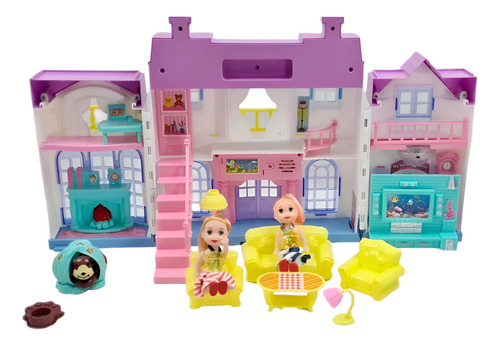 Casita De Muñecas Plegable Con Luz Y Sonido Casa De Sueño Color Morado