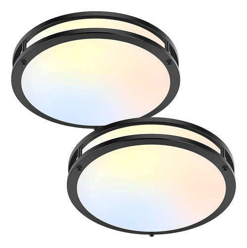 2-pack 36w Led Luces De Techo Negro, 13inch Flush Mount Ligh