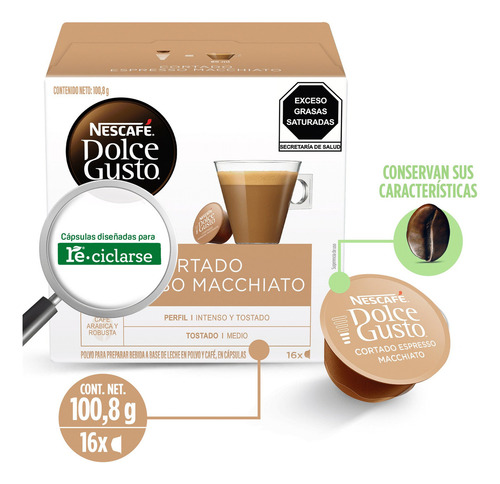 16 Cápsulas Nescafé Dolce Gusto Cortado Espresso Macchiato
