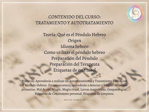 Imagen 2 de 3 de Curso Péndulo Hebreo Nivel 1