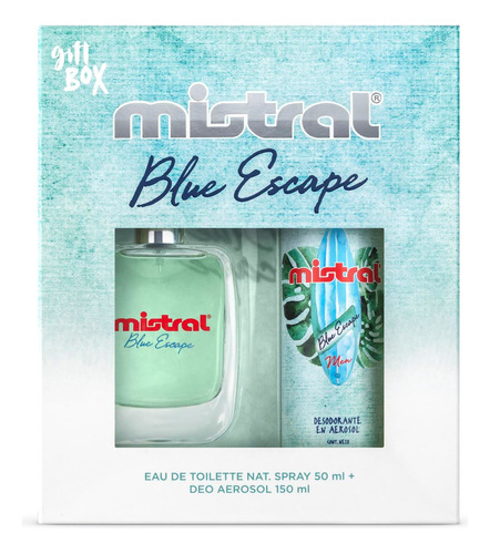 Set Mistral Blue Escape Edt 50 Ml + Deo 150 Ml