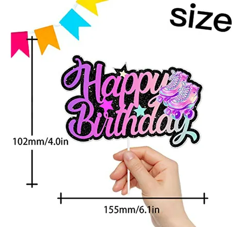 Decoración Tarta Patines De Ruedas Niños Cumpleaños Retro Hi