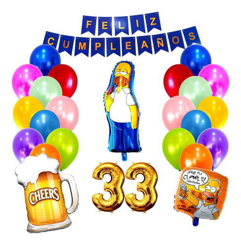 Combo Kit Deco Fiesta Globos Simpsons Homero