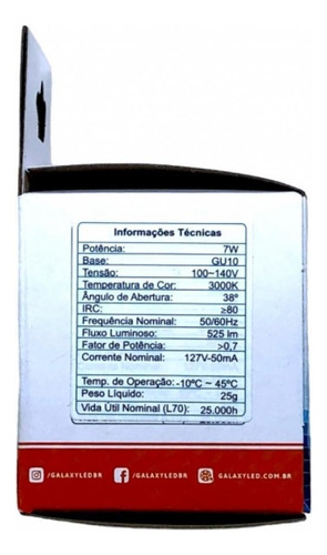 Kit 3 Lampada Dicroica Dimerizave Mr16 Led 7w Biv Gu10 3000k