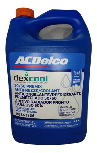 Refrigerante/anticongelante Naranja 50/50  Acdelco 4l 