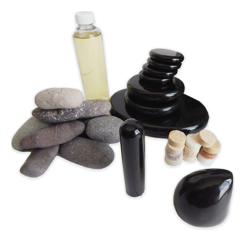 Kit De Obsidiana Calientes Obsidiana Volcan Spa Home Masaje 