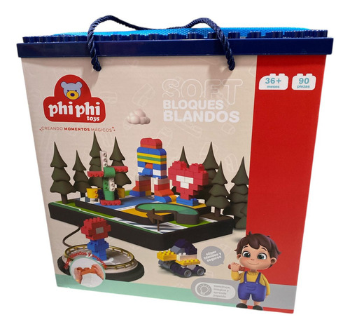 Set De Construcción Infantil Phiphi Toys Con 90 Piezas Bloques Blandos Con Base Didáctica, Súper Seguros Y Coloridos Para Armar Y Jugar