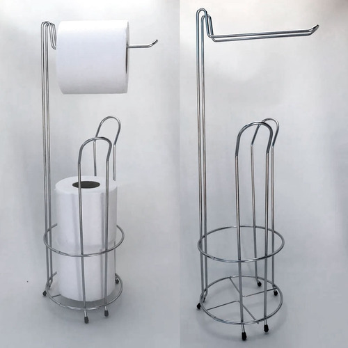 Imagen 4 de 10 de Porta Rollo De Pie Para Papel Higienico Cromado Baño Alto