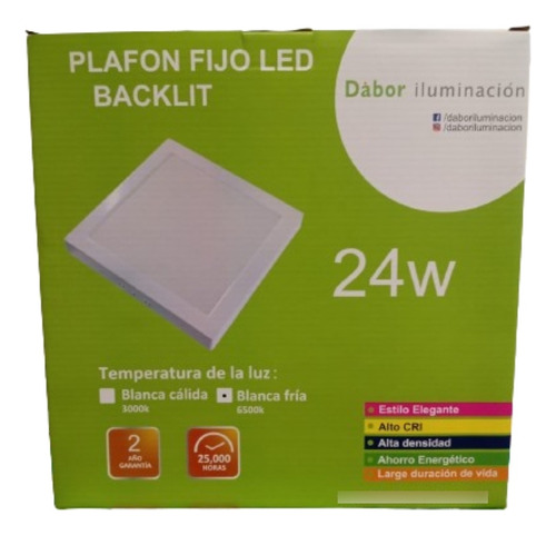 Plafón Panel Cuadrado Led 24w Blanco Frío 30x30 Cm