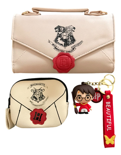Bolsa Cartera Crossbody Harry Potter Carta +monedero+llavero Rojo