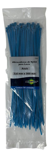Abracadeira Nylon Brasfort Azul 3,6x300 50 Pecas  7305