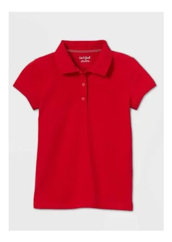 Camiseta Tipo Polo Corte Escolar P/ Niña Roja Talla 14/16