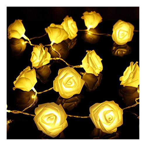 Fullbell Hadas Cuerdas De Cuerda Rose Flower 20 Led Uwayb