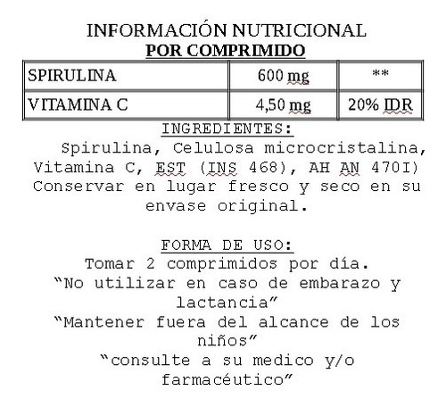Spirulina Pura Pack 3 X 90 Comp. Suplemento Dietario Envió!