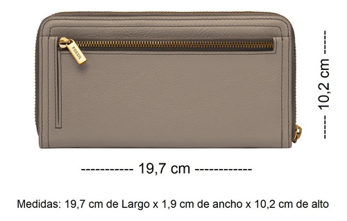 Imagen 5 de 7 de Cartera Dama Fossil Logan Zip Clutch