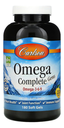 Carlson Labs Omega Complete Gems Omega 3, 6, 9 180 Caps Sabor Limón