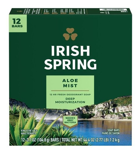Irish Spring Jabon En Barra Aloe Mist 12 Barras 104grs