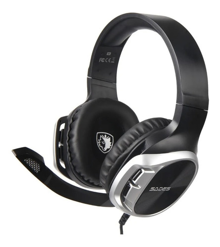 Auriculares Gamer Sades R17 Black And Silver Pc Ps4