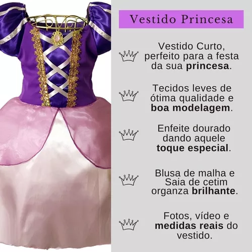 Vestido Princesa Lilás Roxo Curto Luxo - FantasiAdoro - Junina. Festa e  Fantasia