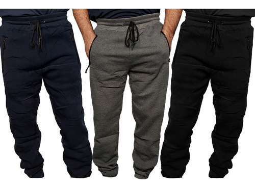 Pack 3 Pantalones Buzo Jogger Hombre Invierno