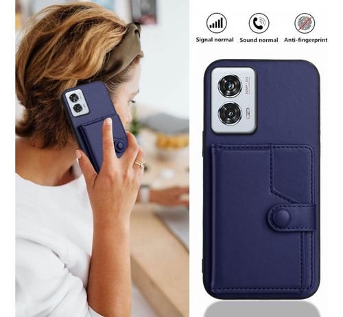 Compatible Funda Rfid Con Bolsa De Tarjetas For Motorola Edge 50 Pro P