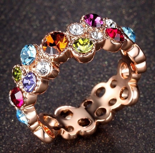 Anillo Full Cristales Genuinos Tallas Stock Hermoso Regalo
