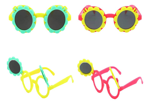 4pcs Sunflower Clamshell Sunglasses Funny Party Sunglasses P