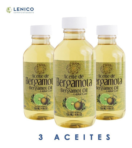 3 Piezas Aceite De Bergamota 120 Ml Barba,bigote Y Cabello 