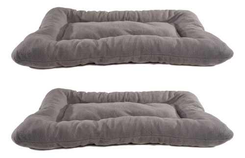 2 Camas Para Mascota Rectangular Suave - Polar - Lavable (2) Gris Rectangular Suave
