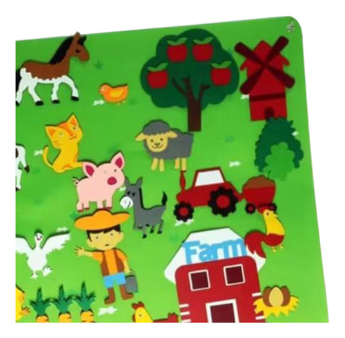 Brinquedo Sensorial Montessori Felt Busy Board Fazenda